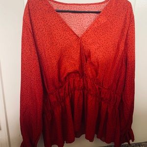Scrunched red blouse